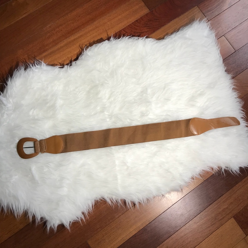 Wide Faux Leather and Poly Blend Stretch Belt